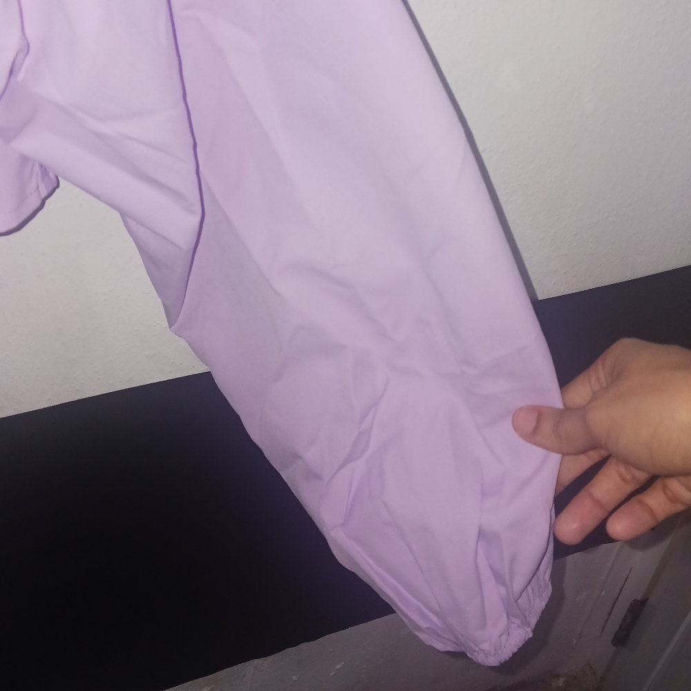 Women Lila purple puff sleeves bow blouse top - Picture 10 of 12